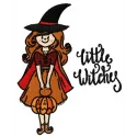Little witches embroidery design for Halloween, showcasing whimsical stitched motifs perfect for festive projects.