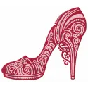 Preview of a stylish high heel shoe embroidery design, showcasing intricate stitching patterns for fashion accessories.