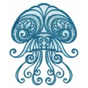 Jellyfish 2 embroidery design showcasing a vibrant sea life motif, ideal for embellishing various fabric projects.
