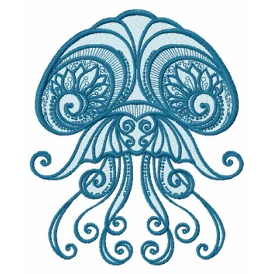 Jellyfish 2 embroidery design showcasing a vibrant sea life motif, ideal for embellishing various fabric projects.