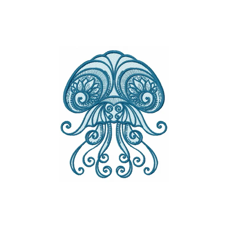 Jellyfish 2 embroidery design showcasing a vibrant sea life motif, ideal for embellishing various fabric projects.