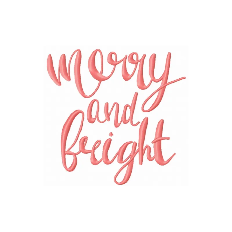 Merry and bright 2 embroidery design featuring romantic love quotes, perfect for t-shirts and tote bags.