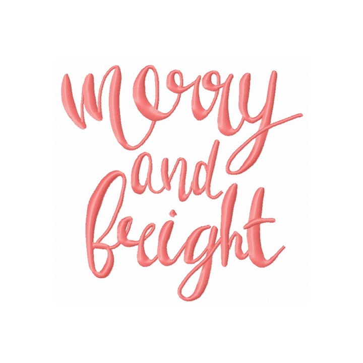 Merry and bright 2 embroidery design - Embroidery Design