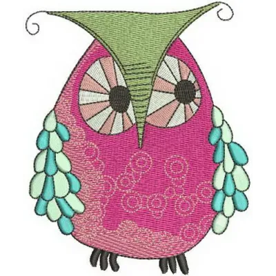 Bizarre owl embroidery design showcasing a whimsical owl motif, perfect for creative stitching projects.