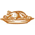 Roasted turkey embroidery design featuring a detailed motif, ideal for kitchen decor and cooking enthusiasts.