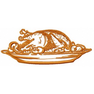Roasted turkey embroidery design - Embroidery Design