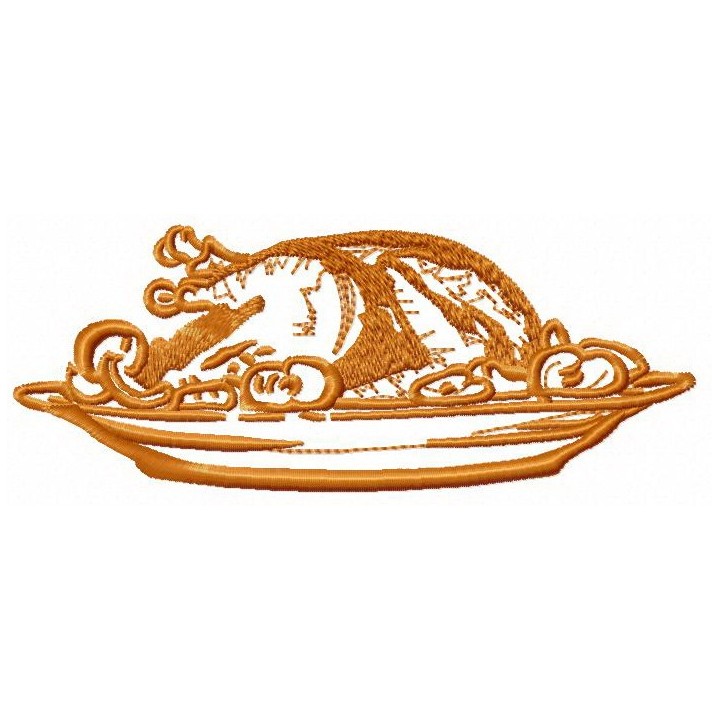 Roasted turkey embroidery design - Embroidery Design