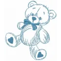 My beloved teddy bear embroidery design preview for stitching on baby onesies and pillows.