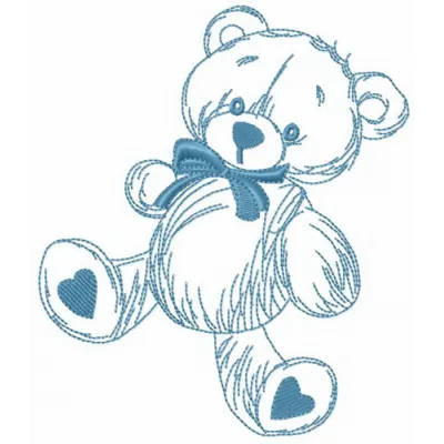 My beloved teddy bear embroidery design preview for stitching on baby onesies and pillows.