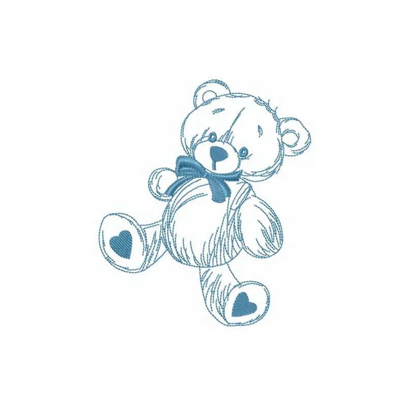 My beloved teddy bear embroidery design preview for stitching on baby onesies and pillows.