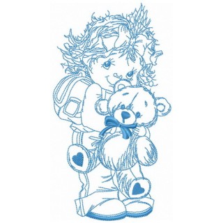 Taking teddy bear to school embroidery design - Embroidery Design