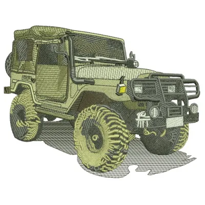 Jeep car 2 embroidery design showcasing a detailed stitched motif for creative projects on t-shirts and bags.