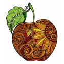 Mosaic apple embroidery design showcasing intricate stitching patterns, perfect for kitchen and cooking projects.