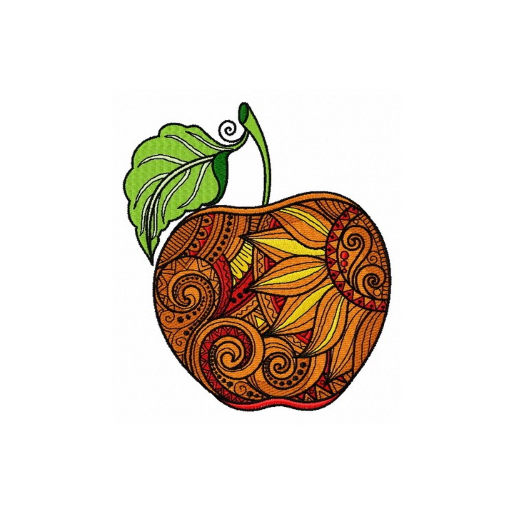 Mosaic apple embroidery design - Embroidery Design