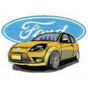 Ford car embroidery design showcasing a detailed stitched motif for automotive enthusiasts.