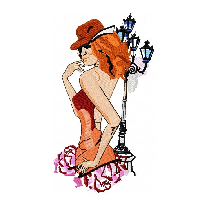 Girl in cowboy hat embroidery design - Embroidery Design