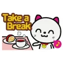 Preview of the 'Take a Brake' embroidery design featuring a playful cat, ideal for stitching on t-shirts or tote bags.