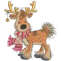 Cute Christmas deer embroidery design, featuring a charming woodland animal motif for festive stitching projects.