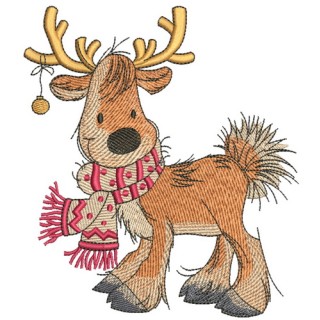 Cute Christmas deer embroidery design - Embroidery Design