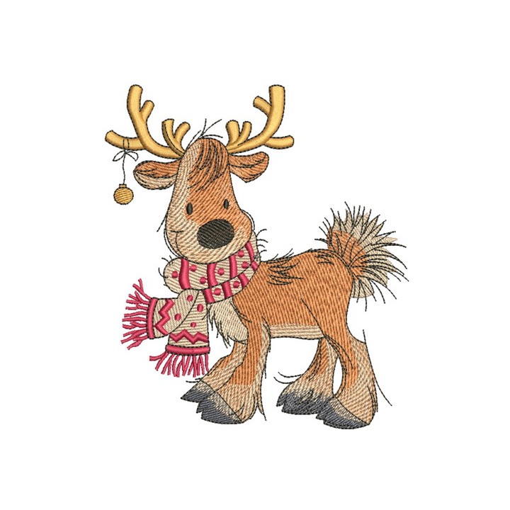 Cute Christmas deer embroidery design - Embroidery Design