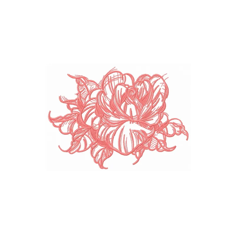 Rose flower sketch embroidery design showcasing intricate floral details, perfect for stitching on various fabrics.
