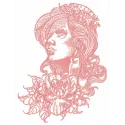Pensive pretty girl 2 embroidery design showcasing a thoughtful female figure, ideal for various fabric items.