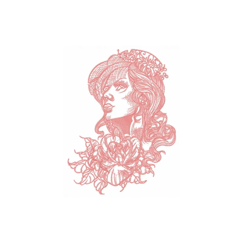 Pensive pretty girl 2 embroidery design showcasing a thoughtful female figure, ideal for various fabric items.