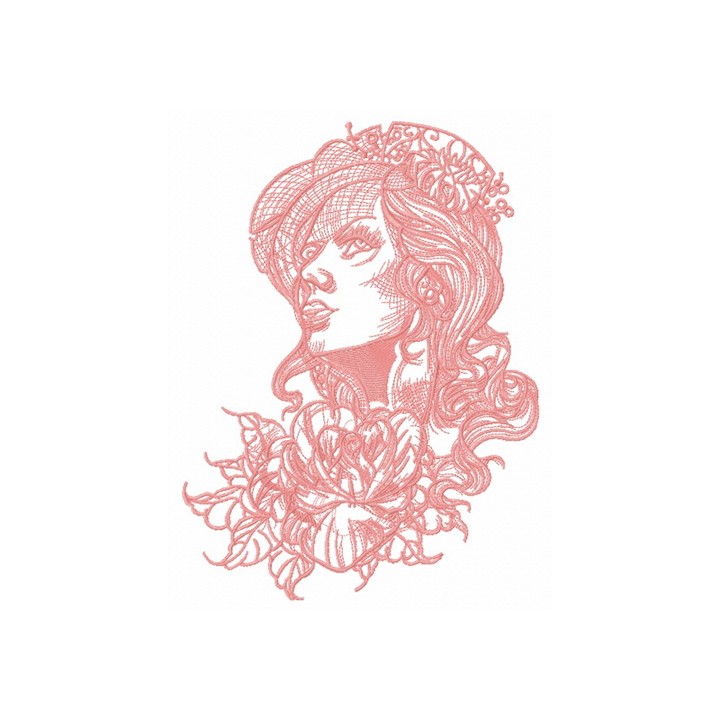 Pensive pretty girl 2 embroidery design - Embroidery Design