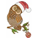 Preview of Christmas owl 5 embroidery design featuring a festive owl, perfect for holiday stitching projects.