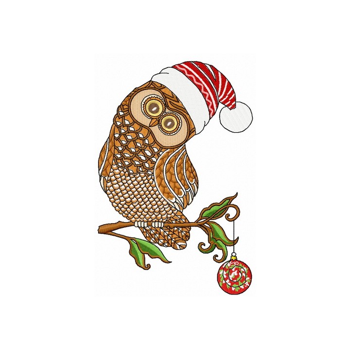 Christmas owl 5 embroidery design - Embroidery Design