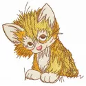 Cunning kitten embroidery design showcasing a playful cat motif, perfect for stitching on t-shirts or tote bags.