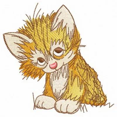 Cunning kitten embroidery design showcasing a playful cat motif, perfect for stitching on t-shirts or tote bags.
