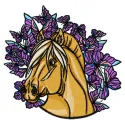 Blue horse and butterflies embroidery design, showcasing a whimsical horse surrounded by colorful butterflies.