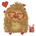 My Prickly Valentine 2 embroidery design featuring a charming hedgehog, ideal for stitching on t-shirts and hoodies.