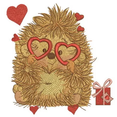 My Prickly Valentine 2 embroidery design featuring a charming hedgehog, ideal for stitching on t-shirts and hoodies.