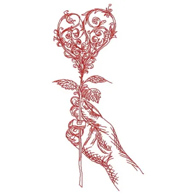 Preview of the 'Love symbol in your hand 2' embroidery design, perfect for Valentine's Day projects and gifts.