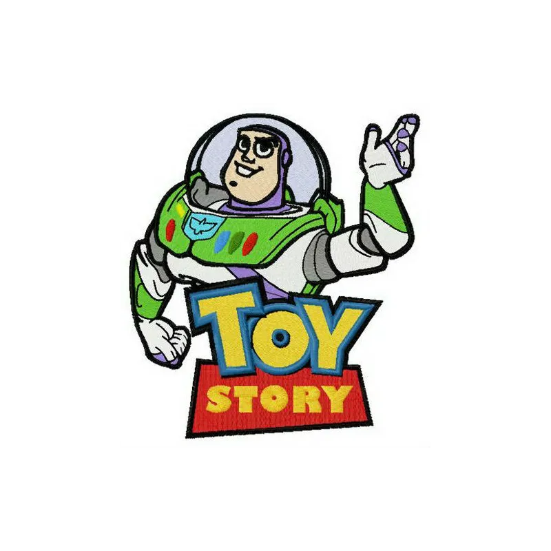 Buzz Lightyear waving hand embroidery design from Toy Story, showcasing playful stitching patterns for crafts.