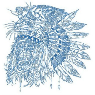 Native American warrior's skull embroidery design - Embroidery Design