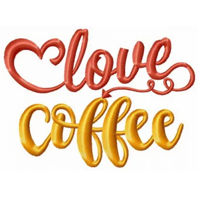 Love coffee embroidery design showcasing a charming quote perfect for decorating bags or apparel.