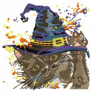 Fluffy witch embroidery design - Embroidery Design