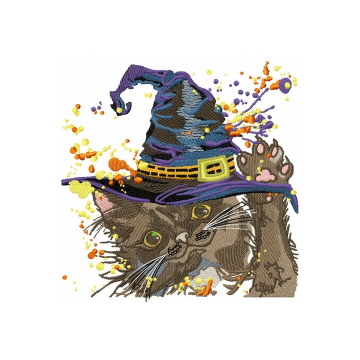 Fluffy witch embroidery design - Embroidery Design