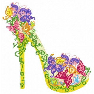 Floral high heel shoe 3 embroidery design - Embroidery Design
