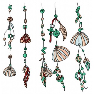 Sea shell decoration embroidery design - Embroidery Design