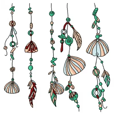Preview of a sea shell decoration embroidery design showcasing intricate nautical motifs for creative stitching.