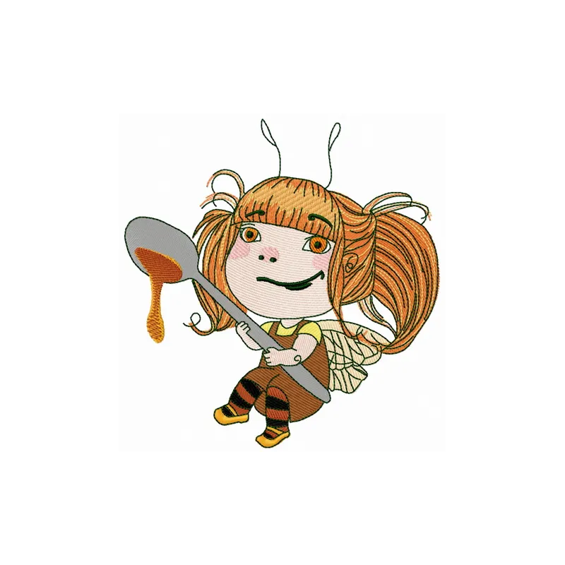 Honey fairy 3 embroidery design featuring a whimsical fairy motif, perfect for stitching on t-shirts and tote bags.