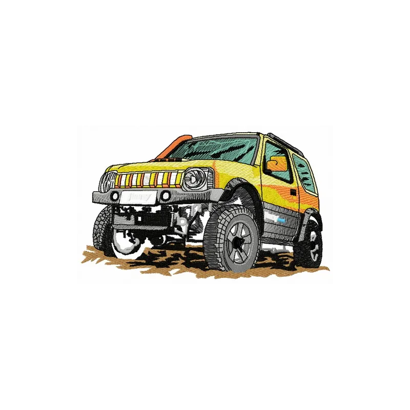 Jeep car embroidery design showcasing a detailed stitched motif for personalized apparel and accessories.