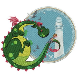 Elliott the Dragon 4 embroidery design - Embroidery Design