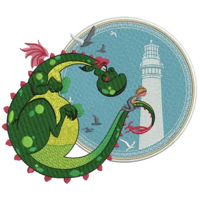 Preview of Elliott the Dragon 4 embroidery design featuring a whimsical dragon motif for creative stitching projects.