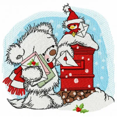 Letter for Santa embroidery design featuring a whimsical teddy bear motif, perfect for festive stitching projects.