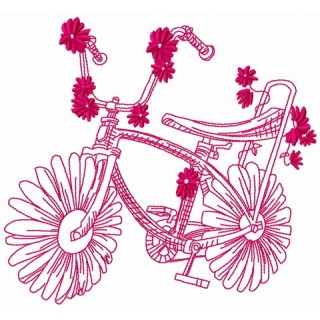 Chamomile bicycle 2 embroidery design - Embroidery Design